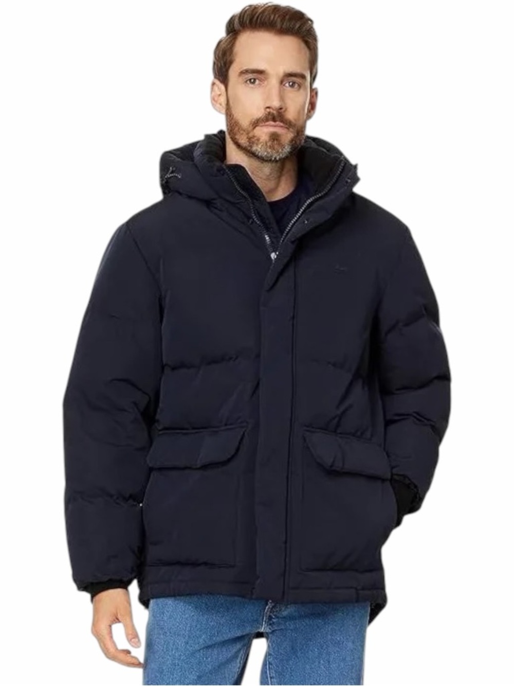 Levi's Men's Hooded Puffer Jacket in Navy